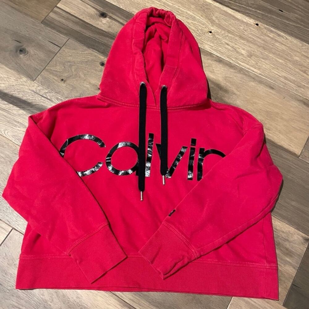 Calvin Klein red logo hoodie size M